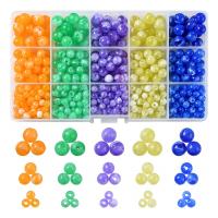 Solid Color Acrylic Beads, with Plastic Box, Round, DIY, mixed colors Approx 