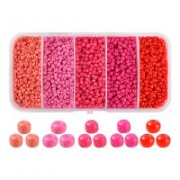 Opaque Glass Seed Beads, Glass Beads, with Plastic Box, Round, stoving varnish, DIY Approx 