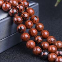 Бусины из камня махагон-обсидиан, коричневато-красный обсоди, Круглая, полированный, разный размер для выбора, длина:Приблизительно 15.75 дюймовый, продается Strand