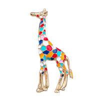 Emaille -Brosche, Zinklegierung, Giraffe, goldfarben plattiert, für Frau, 27x59mm, 10PCs/Menge, verkauft von Menge