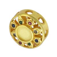 Brass Slider Beads, sang gold plated, micro pave cubic zirconia & hollow Approx 2mm 
