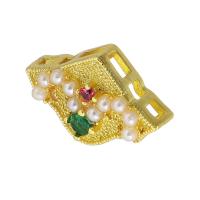 laiton Perles de curseur, avec perle de plastique, chanté plaqué or, pavé de micro zircon Environ 2mm, Vendu par PC