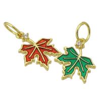 Enamel Brass Pendants, Maple Leaf, sang gold plated Approx 4.5mm 