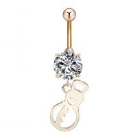 Belly Ring Jewelry, Zinc Alloy, with Cubic Zirconia & 304 Stainless Steel, Snowman, Galvanic plating, Unisex & faceted 
