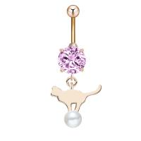 Belly Ring Jewelry, Zinc Alloy, with Cubic Zirconia & Plastic Pearl & 304 Stainless Steel, Galvanic plating, for woman & faceted 