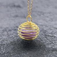 Gemstone Pendant, with brass wire, gold color plated, DIY 