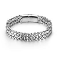 Titanium Steel Bracelet, with 304 Stainless Steel, silver color plated, fashion jewelry & for man, silver color .5 cm 
