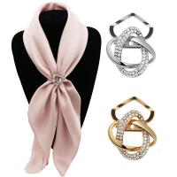 Scarf Buckle, Zinc Alloy, Geometrical Pattern, plated, for woman & with rhinestone & hollow 