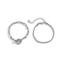 Zinc Alloy Iron Chain Bracelets, with iron chain, with 1.97inch extender chain, plated, 2 pieces & for woman Approx 6.3 Inch 