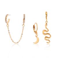 Iron Earring Set, with Zinc Alloy, gold color plated, three pieces & for woman & with rhinestone, 112mm  