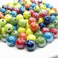 Glasierte Porzellan Perlen, rund, DIY & verschiedene Größen vorhanden, gemischte Farben, ca. 100PCs/Tasche, verkauft von Tasche
