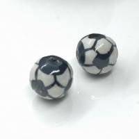 Kunstdruck Porzellan Perlen, Fussball, Handzeichnung, DIY, weiß und schwarz, 14mm, ca. 100PCs/Tasche, verkauft von Tasche