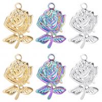 Stainless Steel Flower Pendant, 304 Stainless Steel, Rose, Vacuum Ion Plating, vintage & for woman 