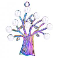 Plastic Zinc Alloy Pendants, with Plastic Pearl, Tree, colorful plated, Unisex Approx 50 cm 