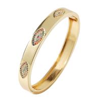 Brass Bangle, gold color plated, micro pave cubic zirconia & for woman 60mm 
