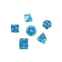 Resin Dice, 7 pieces & mixed, blue, 15-20mm 