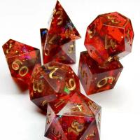 Resin Dice, Carved, 7 pieces & mixed, red, 15-20mm 