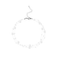 Plastic Pearl Choker Necklace, with Brass, with 2.95 inch extender chain, three layers & for woman, white Approx 11.53 Inch 