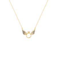 Brass Necklace, with 2.04 inch extender chain, gold color plated, micro pave cubic zirconia & for woman & hollow Approx 16.14 Inch 