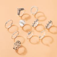 Zinc Alloy Ring Set, antique silver color plated, Unisex & hollow, silver color, Approx 