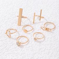 Zinc Alloy Ring Set, with Seedbead, gold color plated, for woman & with rhinestone & hollow, golden, Approx 