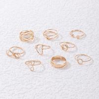 Zinc Alloy Ring Set, gold color plated, for woman & hollow, golden, Approx 