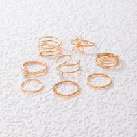 Zinc Alloy Ring Set, with Plastic Pearl, gold color plated, for woman & hollow, golden, Approx 