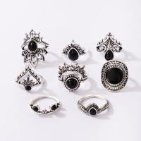 Zinc Alloy Ring Set, silver color plated, vintage & for woman & enamel, silver color, Approx 