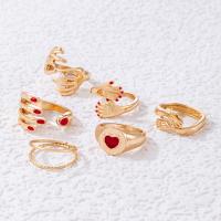 Zinc Alloy Ring Set, gold color plated, for woman & enamel, golden, Approx 