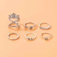 Zinc Alloy Ring Set, silver color plated, for woman & with rhinestone & hollow, silver color, Approx 