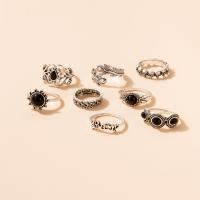 Zinc Alloy Ring Set, silver color plated, vintage & for woman & with rhinestone & hollow, silver color, Approx 