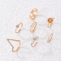 Zinc Alloy Ring Set, gold color plated, for woman & with rhinestone, golden, Approx 