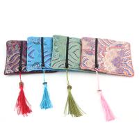 Silk Jewelry Pouches, with Nylon & Brass, durable & for woman, mixed colors, 120mm 