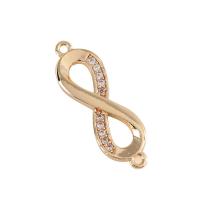 Cubic Zirconia Micro Pave Brass Connector, Number 8, gold color plated, DIY & micro pave cubic zirconia 