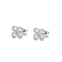 Cubic Zirconia Micro Pave Sterling Silver Earring, 925 Sterling Silver, silver color plated, micro pave cubic zirconia & for woman 