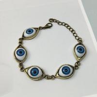 alliage de zinc bracelet, avec résine, avec 1.5inch chaînes de rallonge, Placage, unisexe & motif de mauvais œil & réglable, plus de couleurs à choisir Environ 8 pouce, Vendu par brin