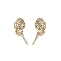 Brass Lever Back Earring, Rose, gold color plated, micro pave cubic zirconia & for woman 