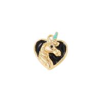 Enamel Brass Pendants, Heart, gold color plated, for woman 