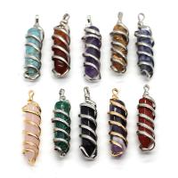 Gemstone Drop Earring, with brass wire, Conical, plated 