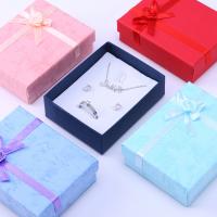 Jewelry Gift Box, Paper, with Sponge, Rectangle, with ribbon bowknot decoration 