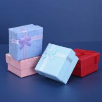 Jewelry Gift Box, Paper, with Sponge,  Square, hardwearing & dustproof & with ribbon bowknot decoration 