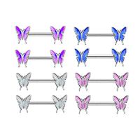 Stainless Steel Nipple Ring, 316L Stainless Steel, with Zinc Alloy, Butterfly, for woman & enamel 19mm 