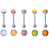 Stainless Steel Tongue Ring, 316L Stainless Steel, Round, random style & for woman & enamel, mixed colors 5mm, 7mm 