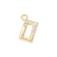 Cubic Zirconia Micro Pave Brass Pendant, Rectangle, gold color plated, micro pave cubic zirconia & hollow 