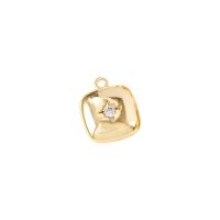 Cubic Zirconia Micro Pave Brass Pendant, Square, gold color plated, micro pave cubic zirconia 