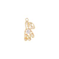 Cubic Zirconia Micro Pave Brass Pendant, Bear, gold color plated, micro pave cubic zirconia & hollow 