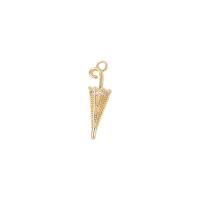 Cubic Zirconia Micro Pave Brass Pendant, Umbrella, gold color plated, micro pave cubic zirconia & double-hole 