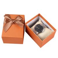 Jewelry Gift Box, Paper, Square, hardwearing & dustproof & with ribbon bowknot decoration, orange 