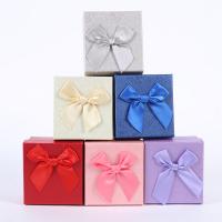 Jewelry Gift Box, Paper, Square, hardwearing & dustproof & with ribbon bowknot decoration 