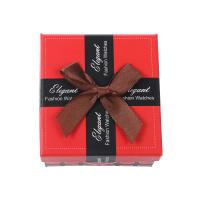 Jewelry Gift Box, Paper, with Sponge, Square, hardwearing & dustproof & with ribbon bowknot decoration, red 